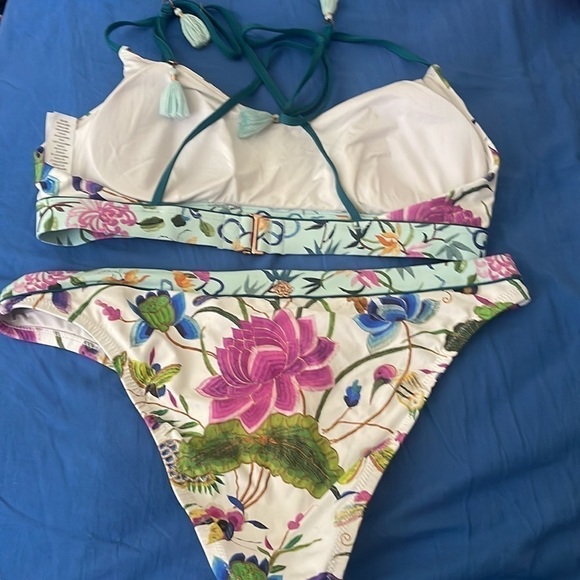 Nanette Lenore bikini top bottom set size 8 floral tassel - Picture 3 of 8